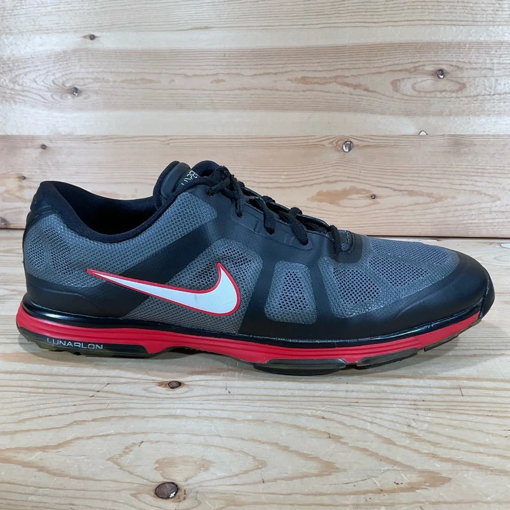 Nike Hyperfuse Lunar Ascend Golf Shoes # 483841-001 Men’s Size 11 Black Grey Red